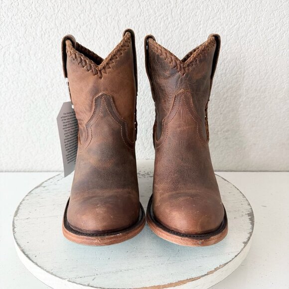 NEW Lane PLAIN JANE PJ Womens Cowboy Bootie 8 Brown Short Western Cowgirl Boots - Picture 5 of 11